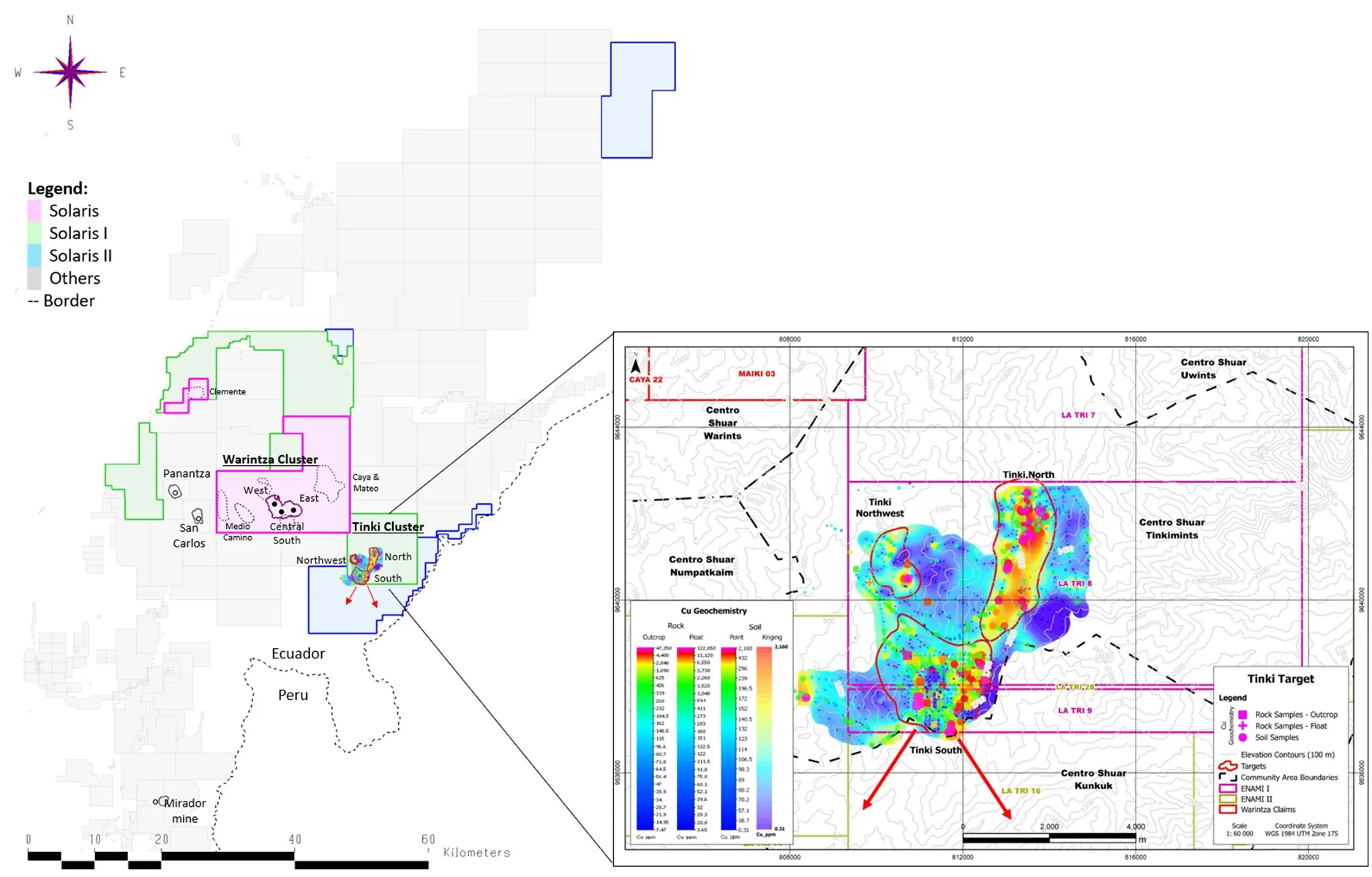 Solaris Announces Major Expansion of Warintza District, Reports New Anomalies with Sampling of Up to 8% Copper and Provides Project Update