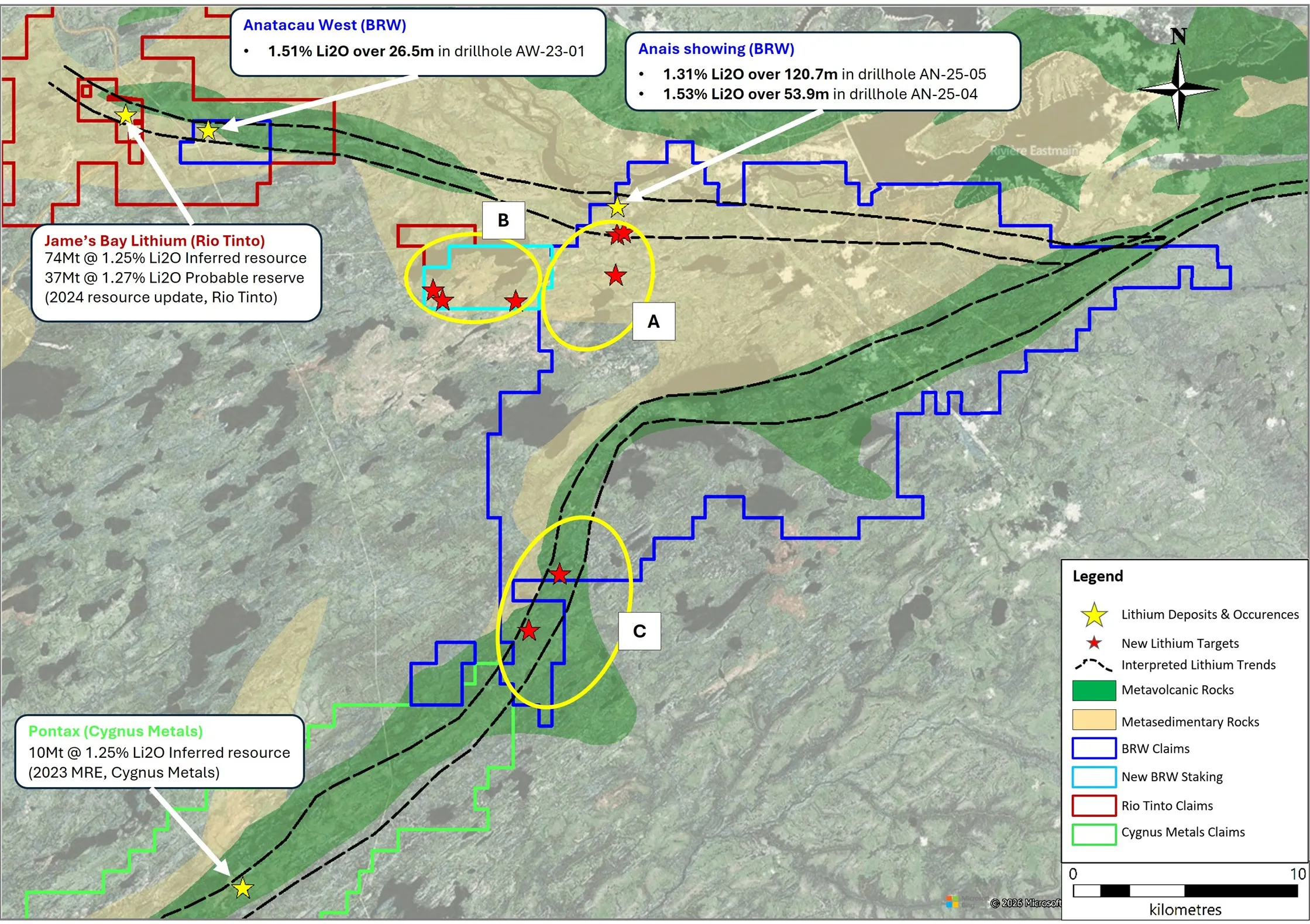 Brunswick Exploration Identifies Seven New Spodumene Targets and Stakes Additional Claims at Anatacau Main