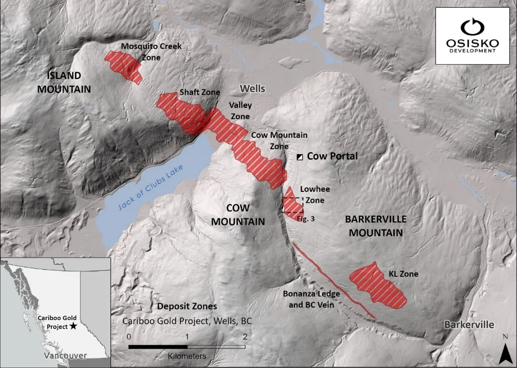 Osisko Development Provides Infill Drilling Update on Its 13,000-Meter Lowhee Program at Cariboo Gold Project; Intercepts Include 596.40 g/t Gold Over 2.0 Meters from 6.1 Meters Downhole, Including 2,293.56 g/t Gold Over 0.5 Meters from 6.6 Meters Downhole